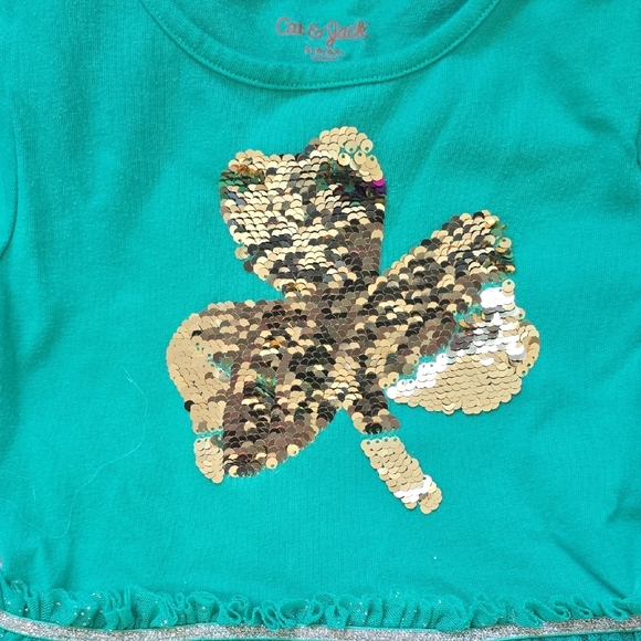 Cat & Jack Green Dress with Gold Sequin Design - Picture 3 of 6